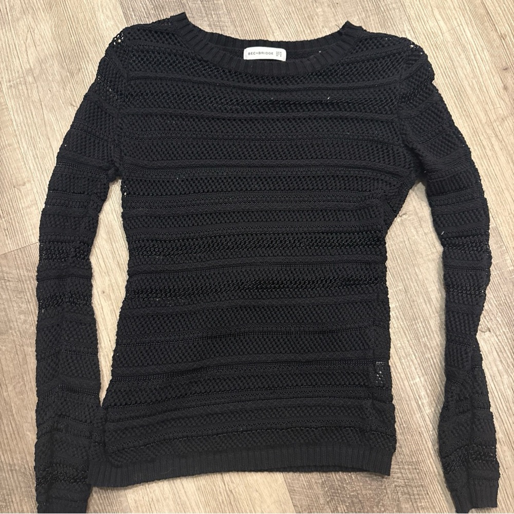 Bec + Bridge Black Textured Open Knit Sweater – Size 4us